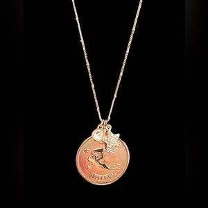 Sequins Rhinestone Aquarius Star Gold Tone Long Necklace NWT